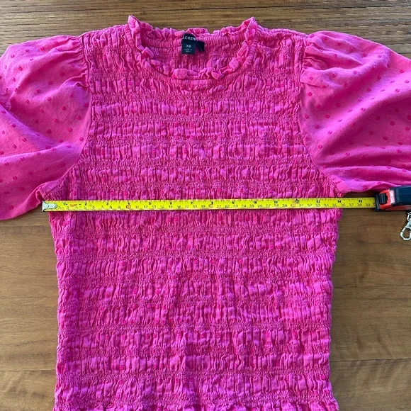 J. Crew Smocked Puff Sleeve Top - Pink - XS - Picture 4 of 9